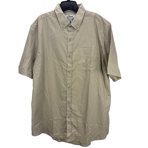Tri Mountain XLT Khaki Short Sleeve Button Shirt Cotton Blend Workwear - Picture 1 of 6